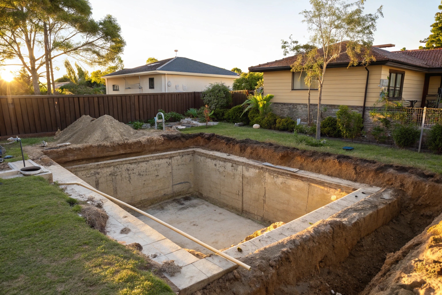 Precision pool shell excavation on residential property in Tweed Heads