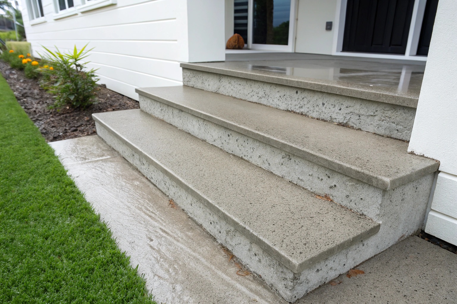 Broom finish concrete steps at a residential home in Tweed Heads