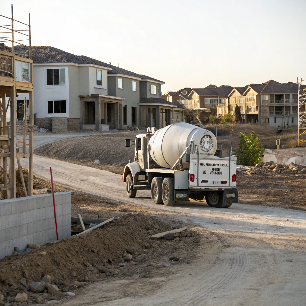 ready mix concrete delivery truck arriving at Tweed Shire construction site