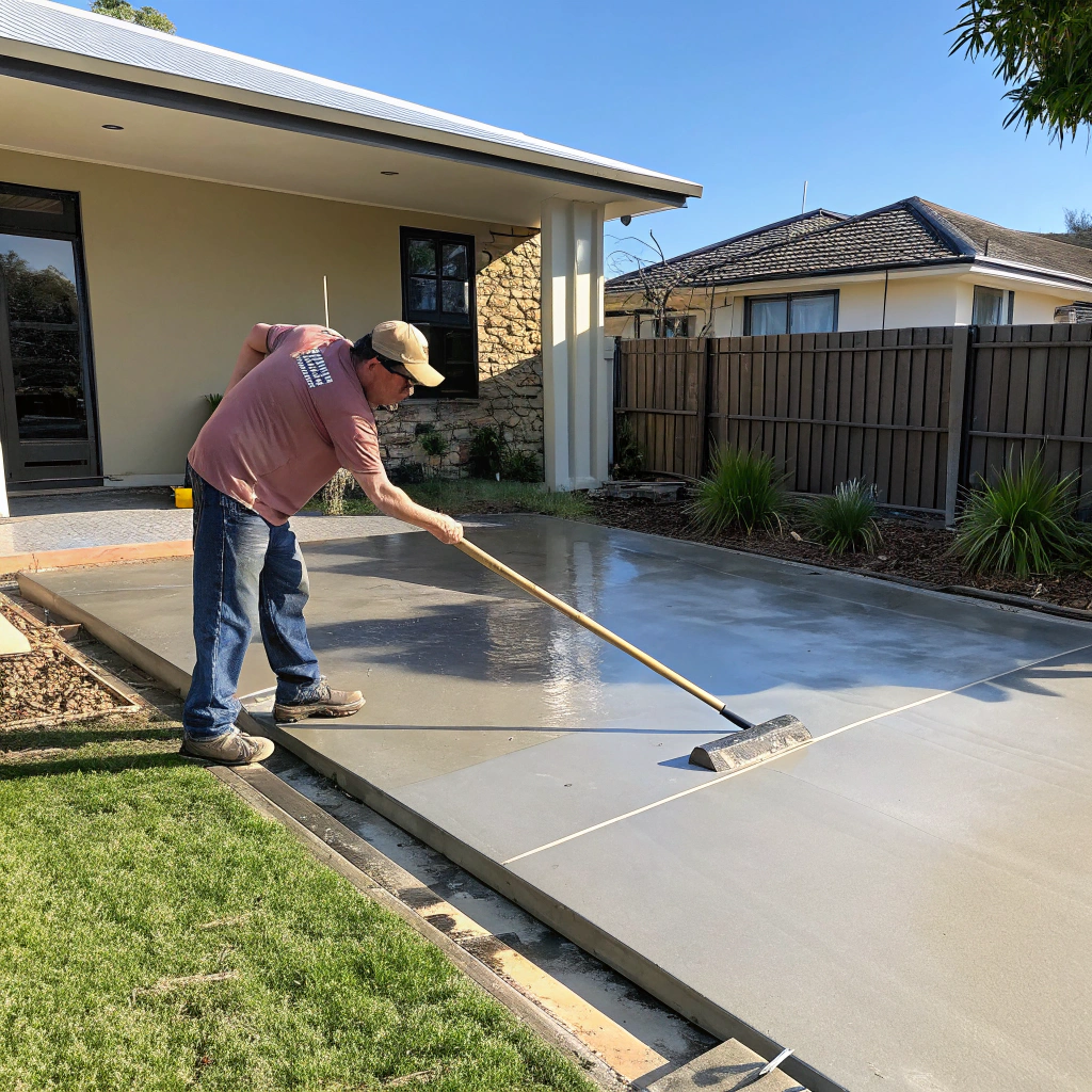 New broom finish concrete driveway pour Tweed Heads