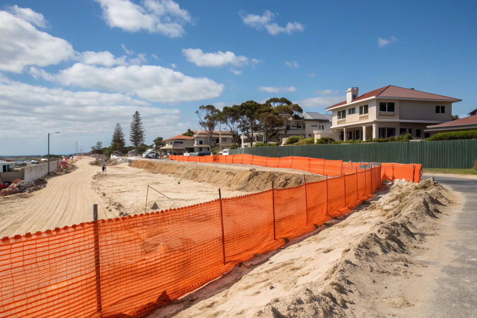 Erosion and sediment control silt fencing on excavation site in Tweed Heads