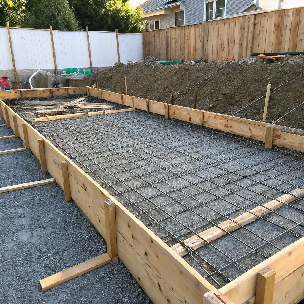 Steel reinforcement mesh laid in shed slab formwork Tweed Heads
